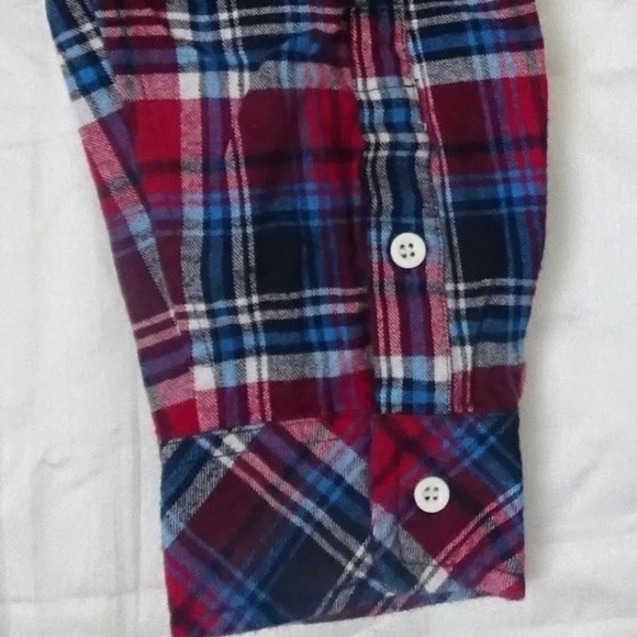 STANDARD ISSUE NYC Men’s Red Blue White Plaid Cotton Flannel Button Down Shirt - Picture 5 of 9